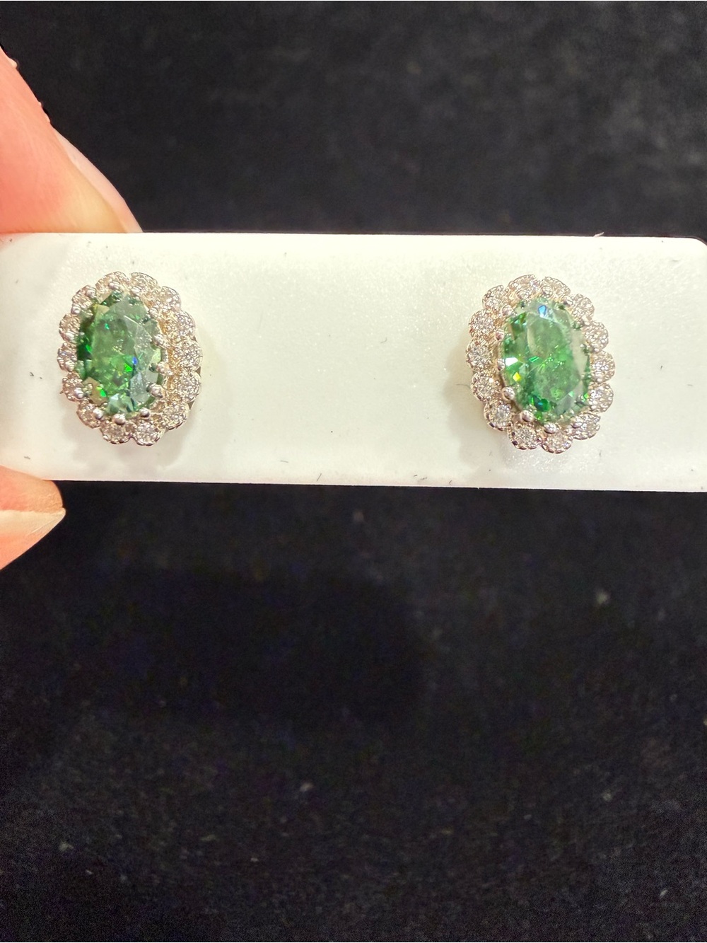 1.50 Carats Green Moissanite Stud Earrings in 925 Sterling Silver